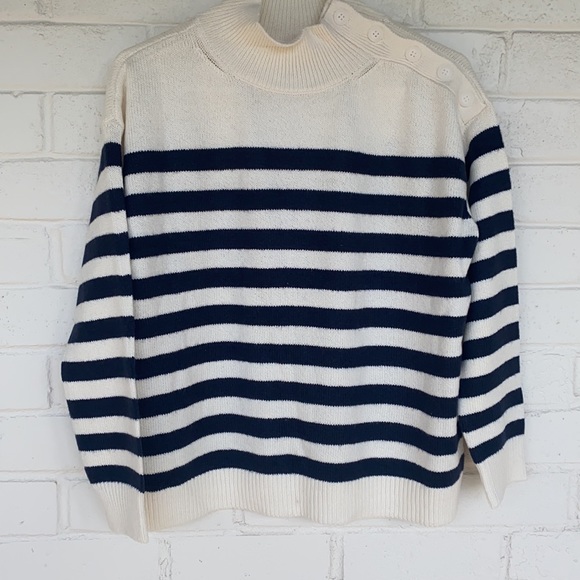 NWT Loft Stripes Button Shoulder Sweater - Picture 2 of 10
